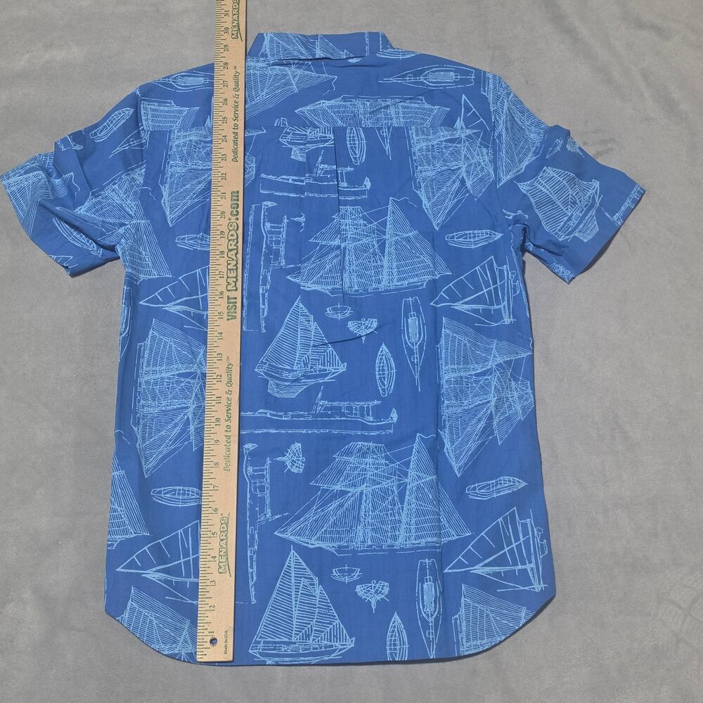 New Vineyard Vines Whale Shirt Blue Sailboat Print Short Sleeve Button Down Mens - Picture 14 of 14
